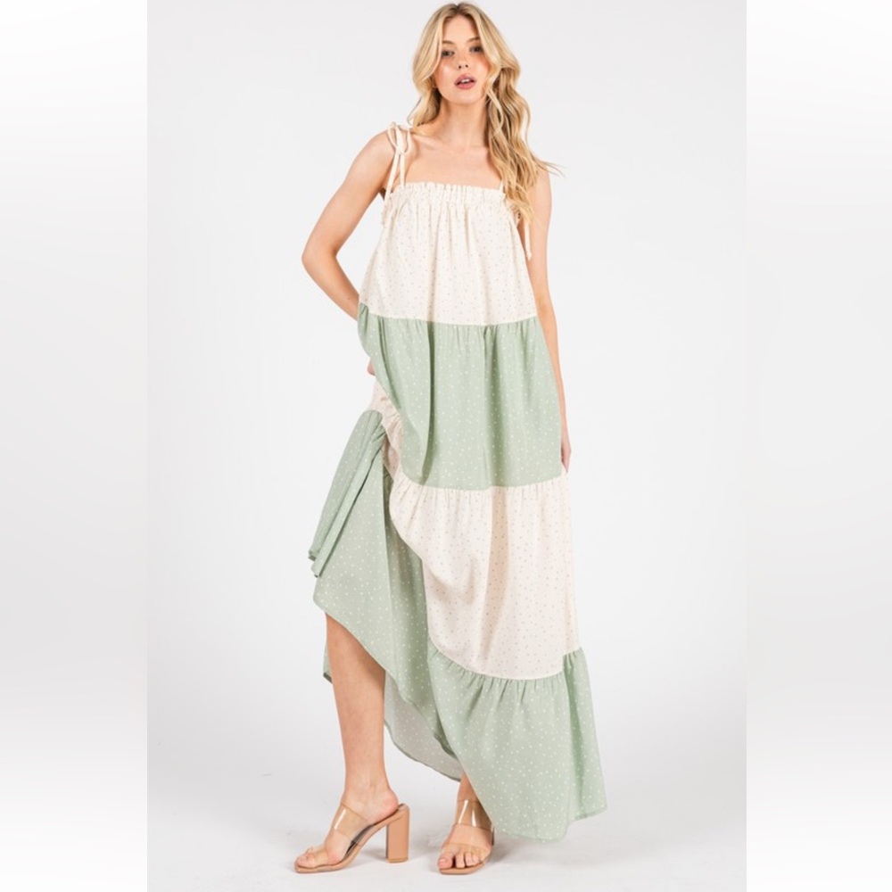 Boho Tiered Polka Dot Maxi Dress